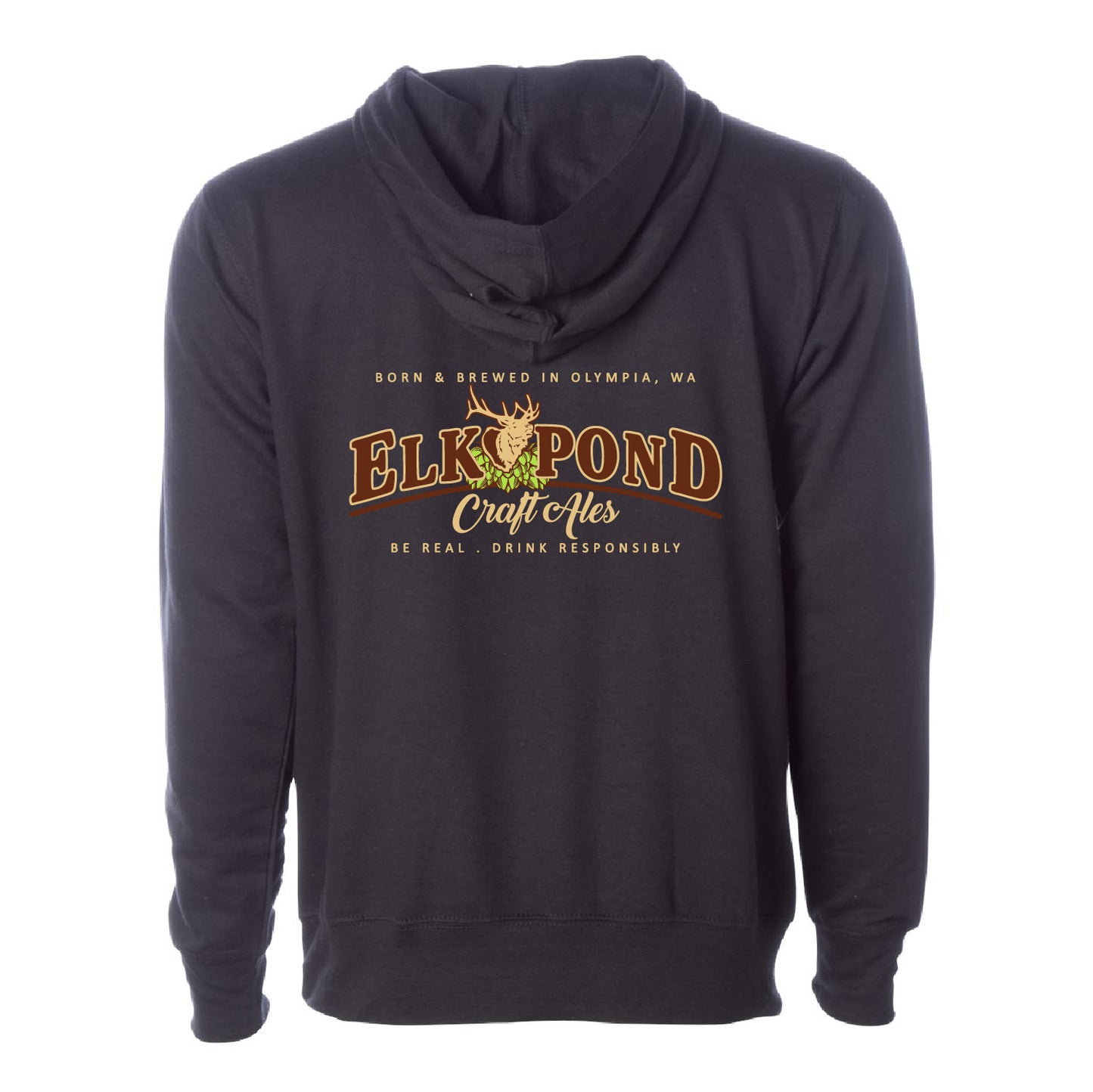 Elk Pond Craft Ales Unisex Midweight Hooded Sweatshirt (Full Back)