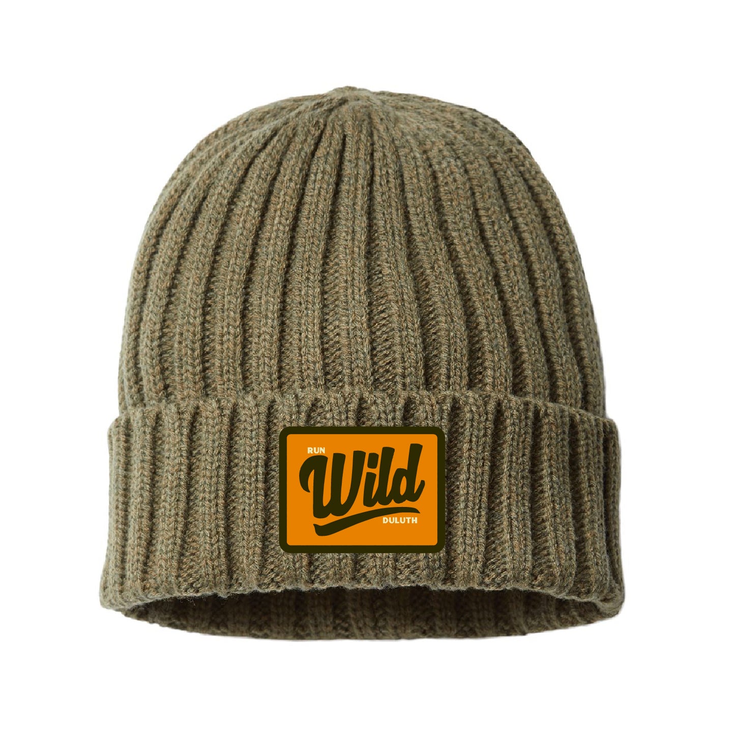 Run Wild Duluth Sustainable Cable Knit Cuffed Beanie (Swoosh Patch)