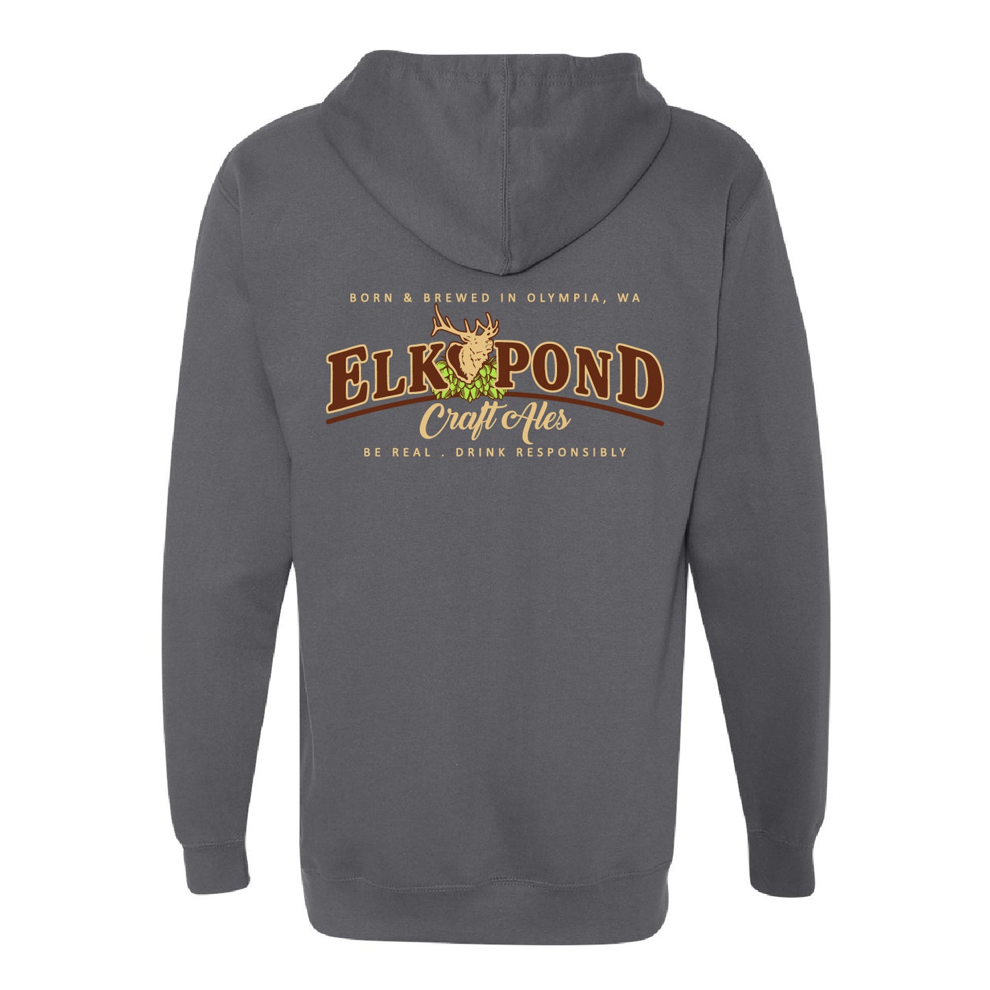 Elk Pond Craft Ales Unisex Midweight Hooded Sweatshirt (Full Back)