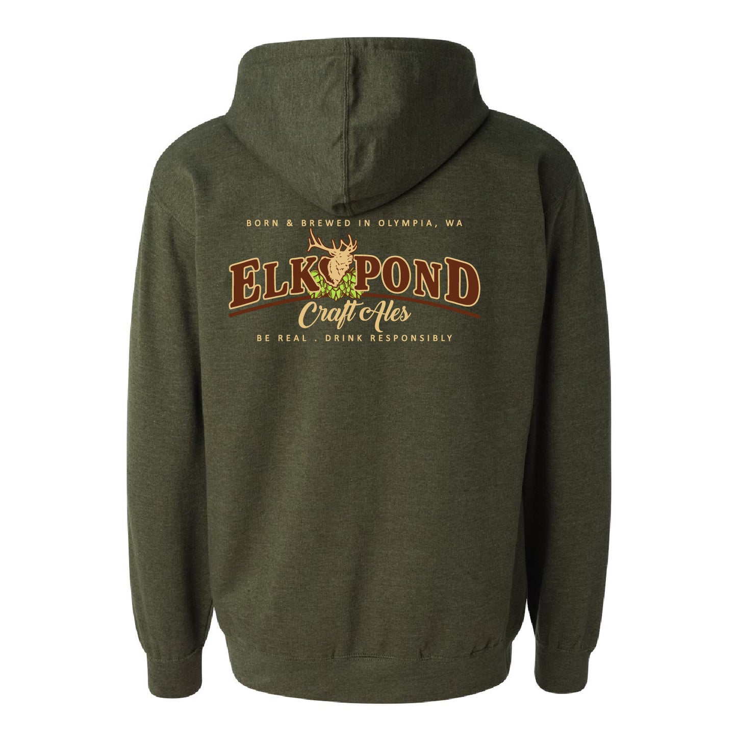 Elk Pond Craft Ales Unisex Midweight Hooded Sweatshirt (Full Back)