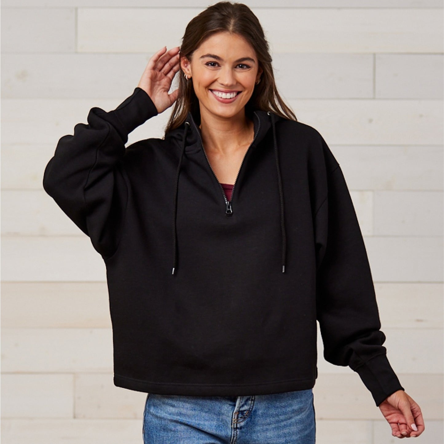 Ladies Boxy Quarter Zip Hoode