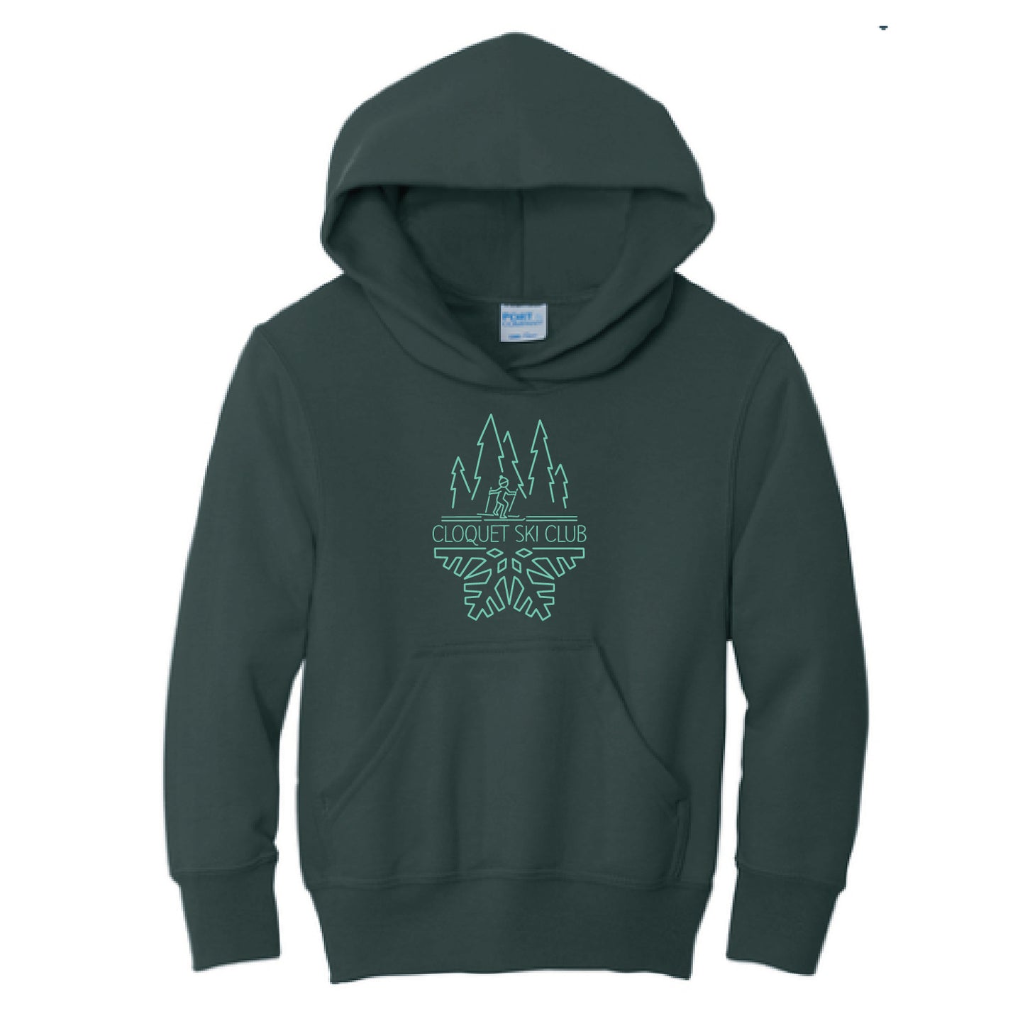 Cloquet Nordic Ski Club Youth Hooded Sweatshirt (Mint)