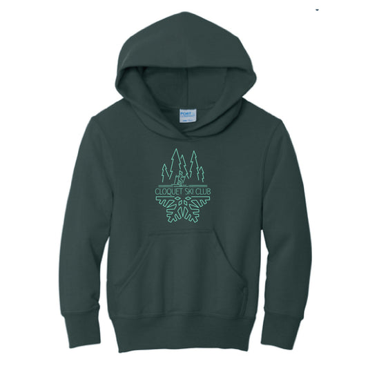 Cloquet Nordic Ski Club Youth Hooded Sweatshirt (Mint)