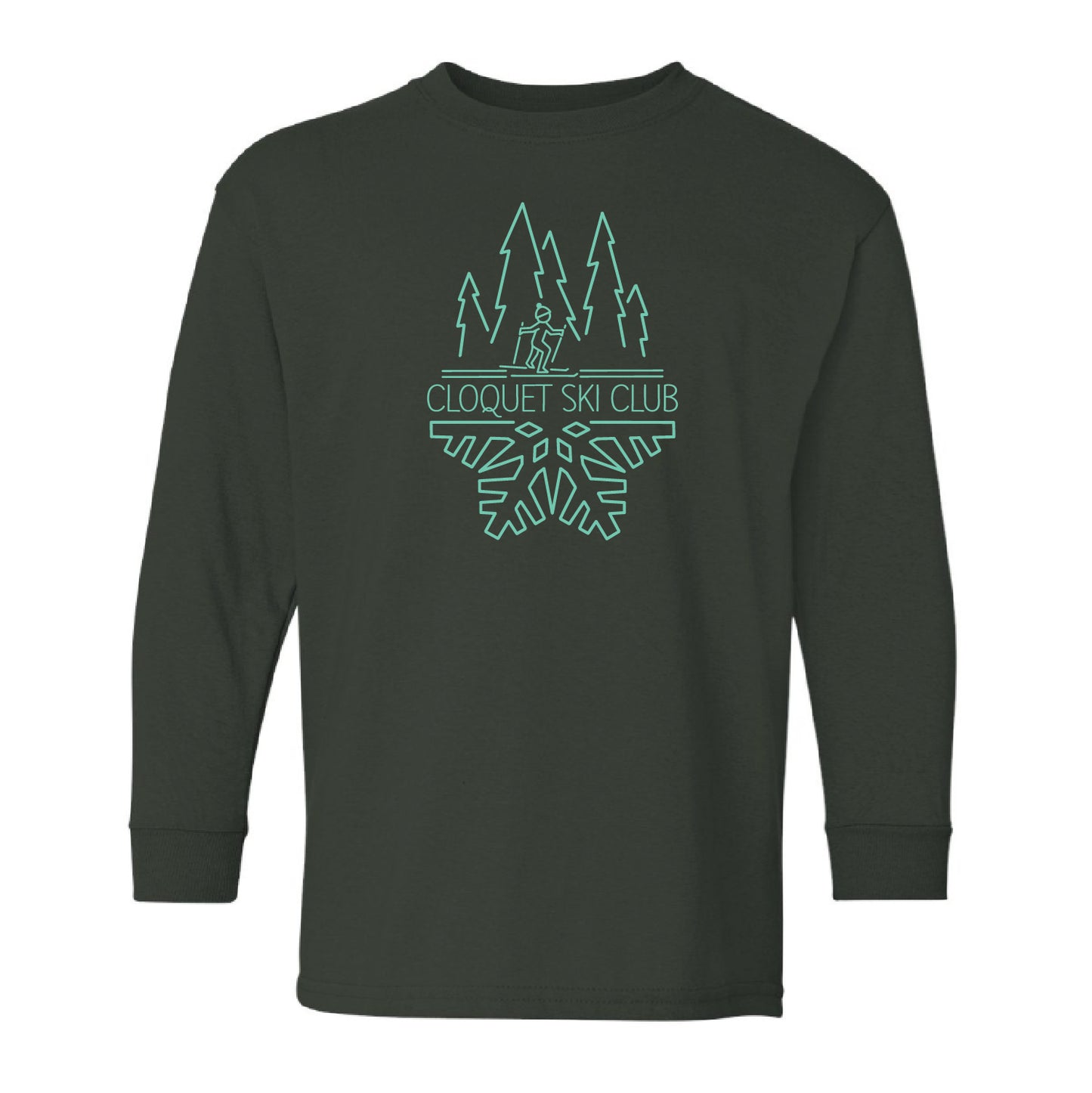 Cloquet Nordic Ski Club Youth Heavy Cotton™ Long Sleeve T-Shirt(Mint)