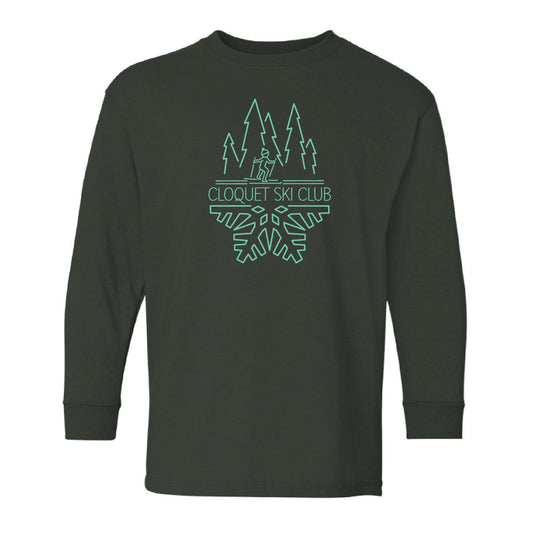 Cloquet Nordic Ski Club Youth Heavy Cotton™ Long Sleeve T-Shirt(Mint)