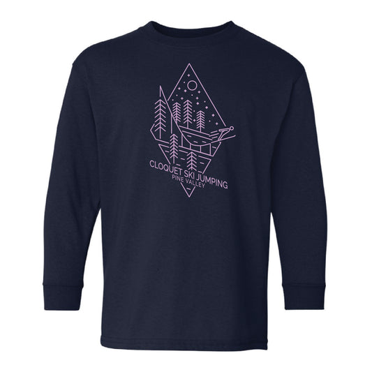 Cloquet Nordic Ski Club Youth Heavy Cotton™ Long Sleeve T-Shirt (Lavender)