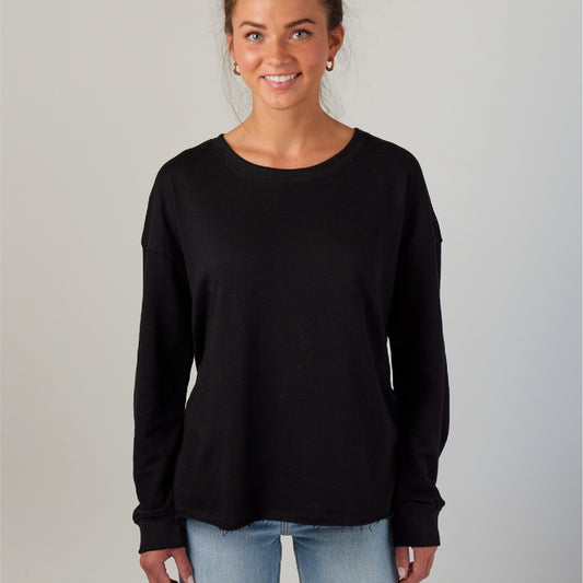 Ladies Drop Shoulder Beach Fleece Crew