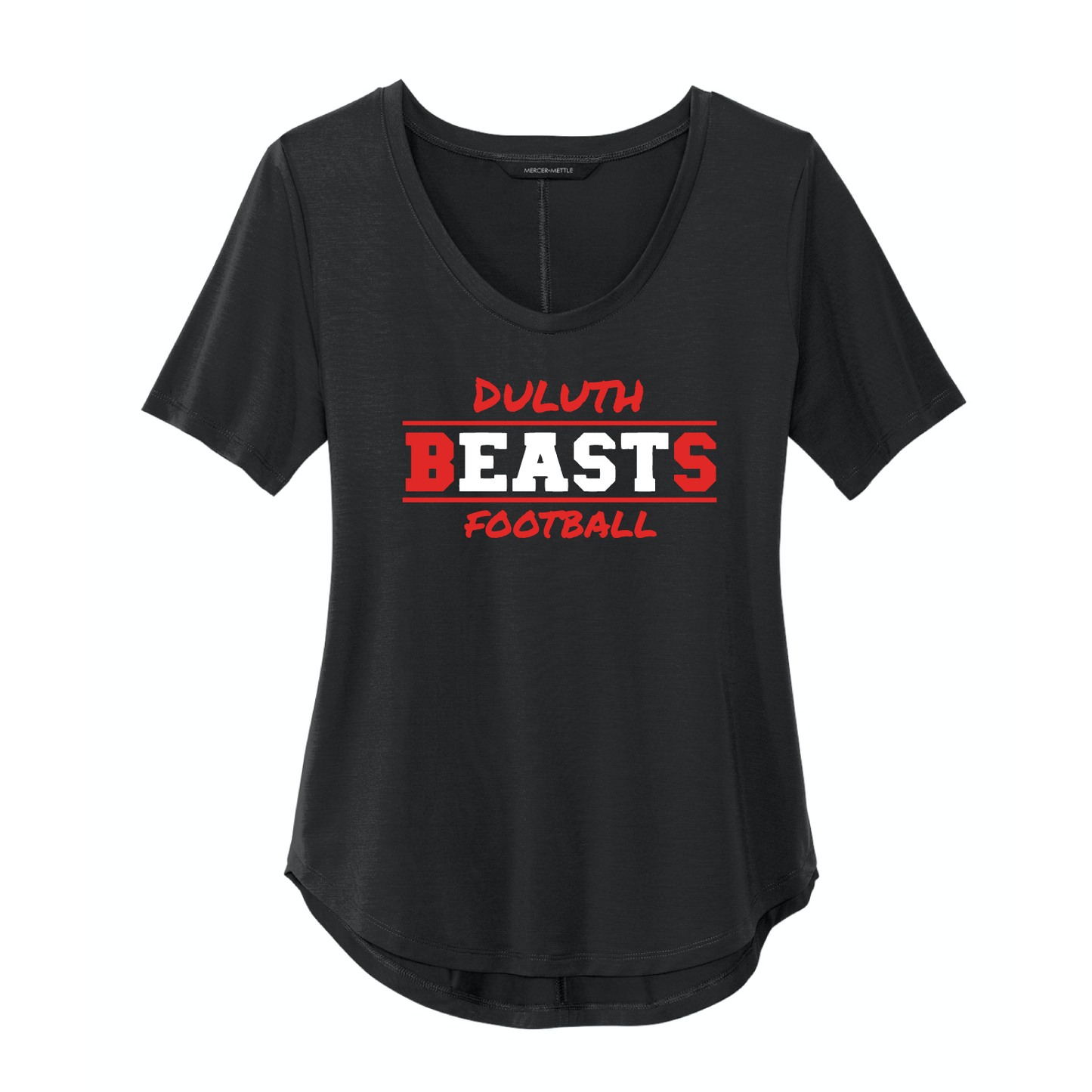 Duluth East Football Ladies Stretch Jersey Relaxed Scoop Tee Design 1