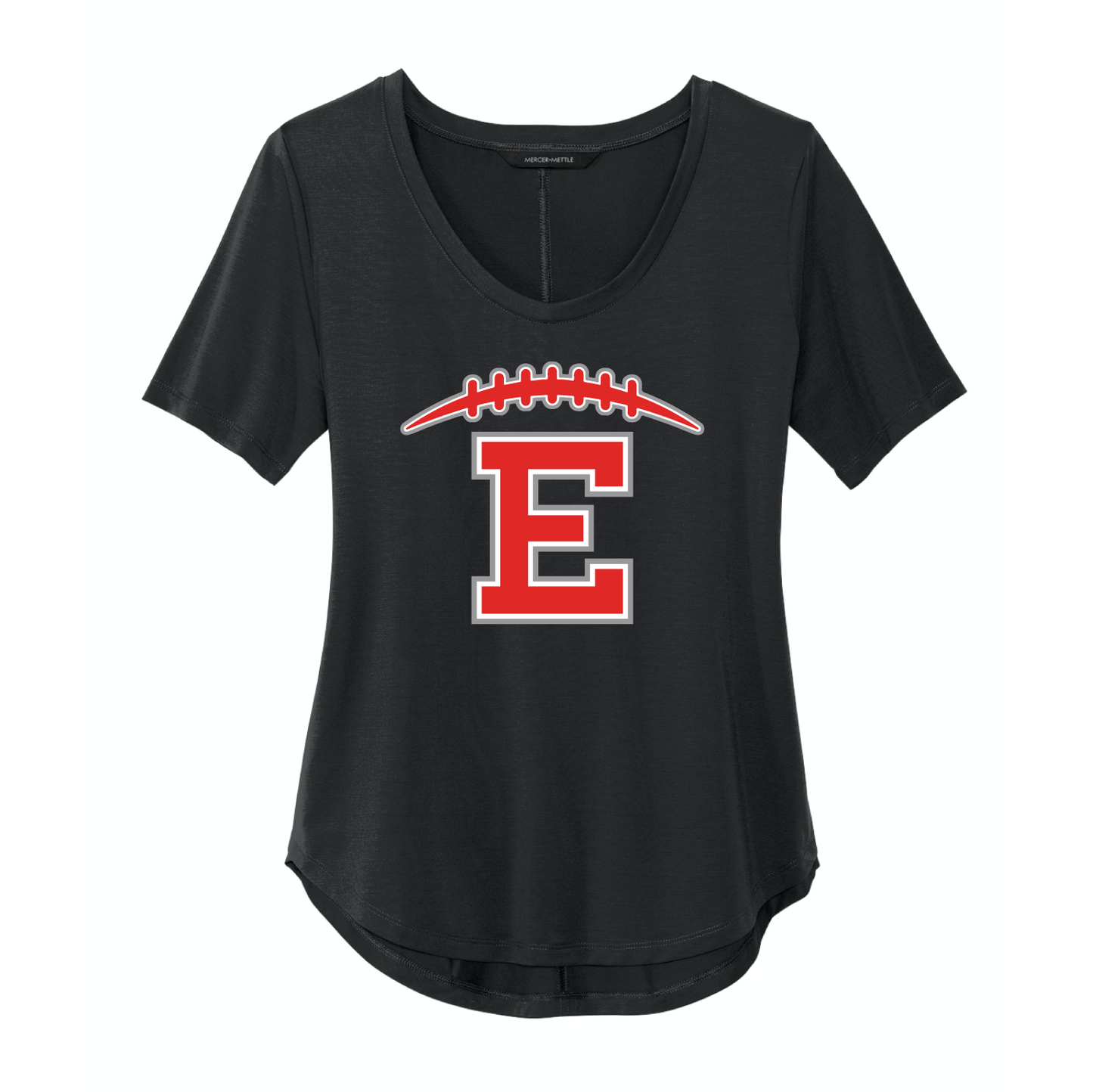 Duluth East Football Ladies Stretch Jersey Relaxed Scoop Tee Design 2