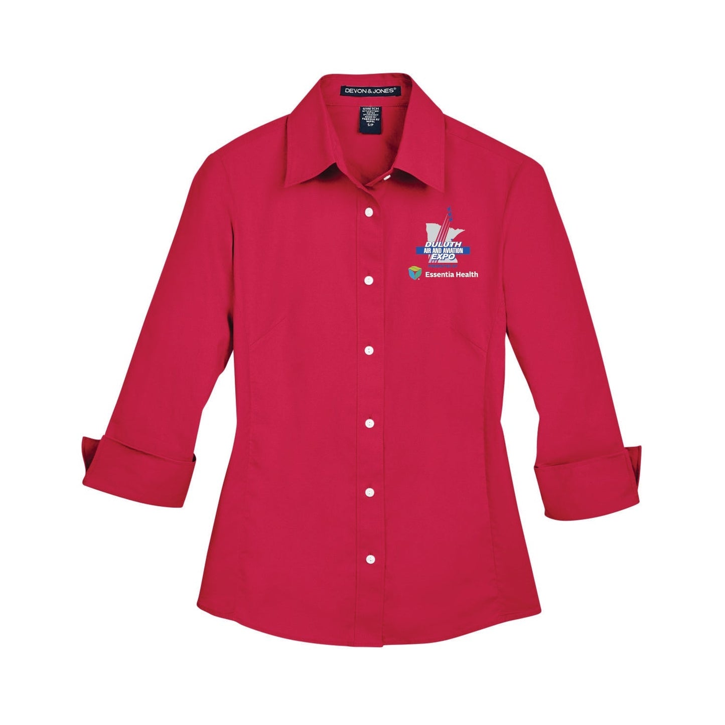 Airshow Member Ladies' Perfect Fit™ 3/4-Sleeve Stretch Poplin Blouse - DSP On Demand