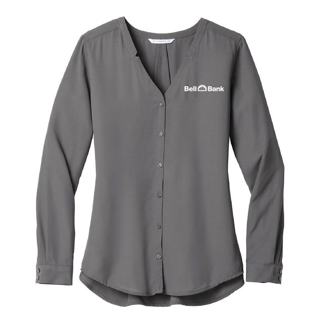 Bell Bank Ladies Long Sleeve Button-Front Blouse - DSP On Demand