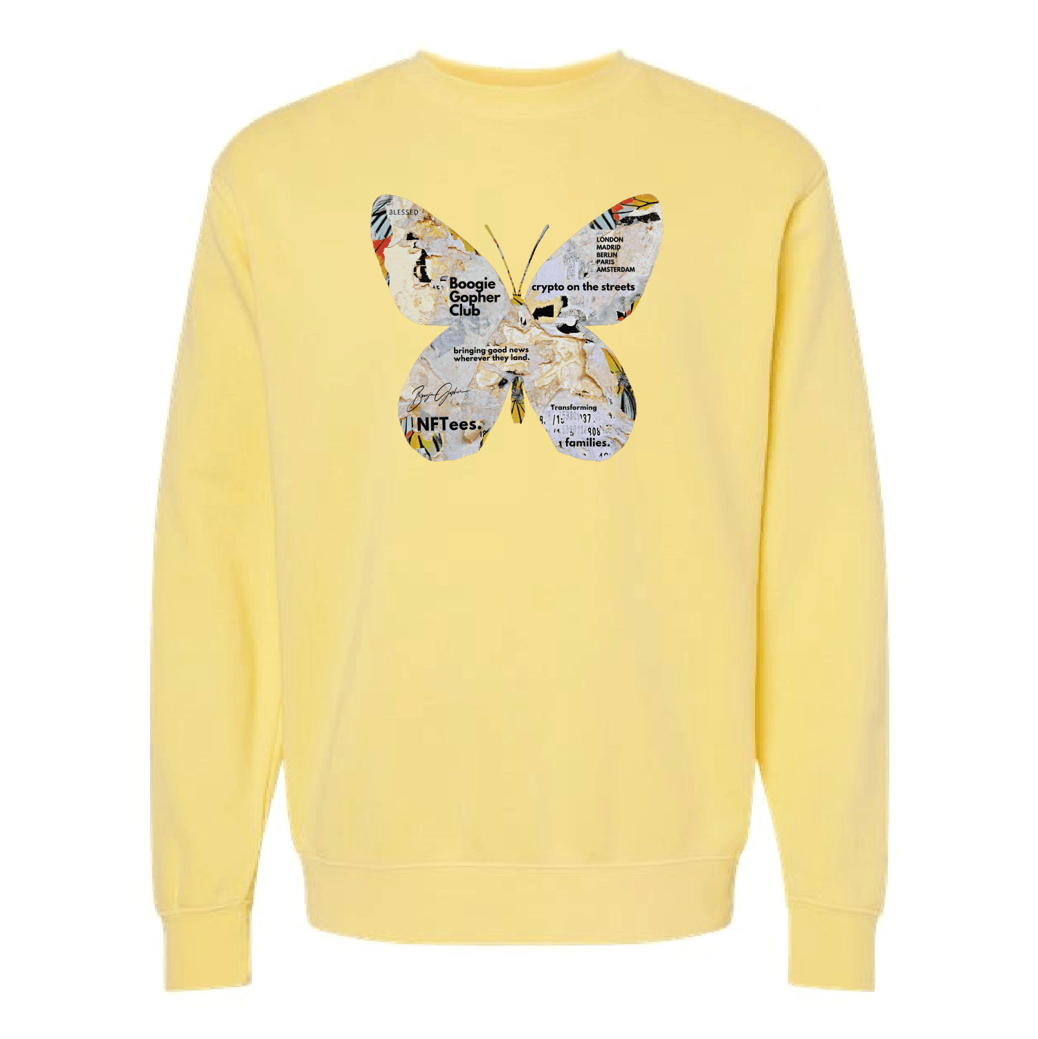 Boogie Gopher Butterfly Unisex Midweight Pigment-Dyed Crewneck Sweatshirt - DSP On Demand