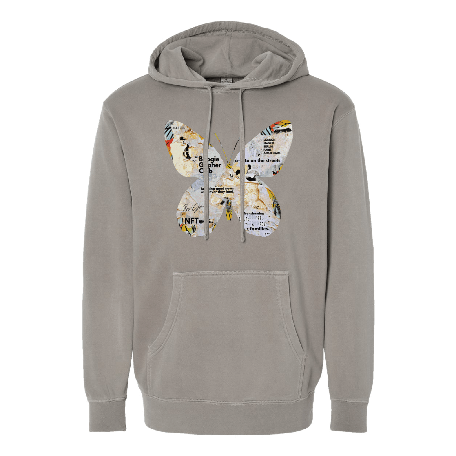 Boogie Gopher Butterfly Unisex Midweight Pigment-Dyed Hooded Sweatshirt - DSP On Demand