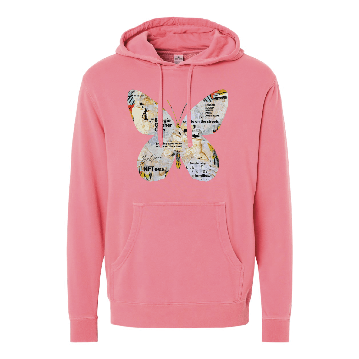 Boogie Gopher Butterfly Unisex Midweight Pigment-Dyed Hooded Sweatshirt - DSP On Demand