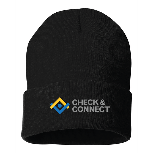 Check and Connect Solid 12" Cuffed Beanie - DSP On Demand