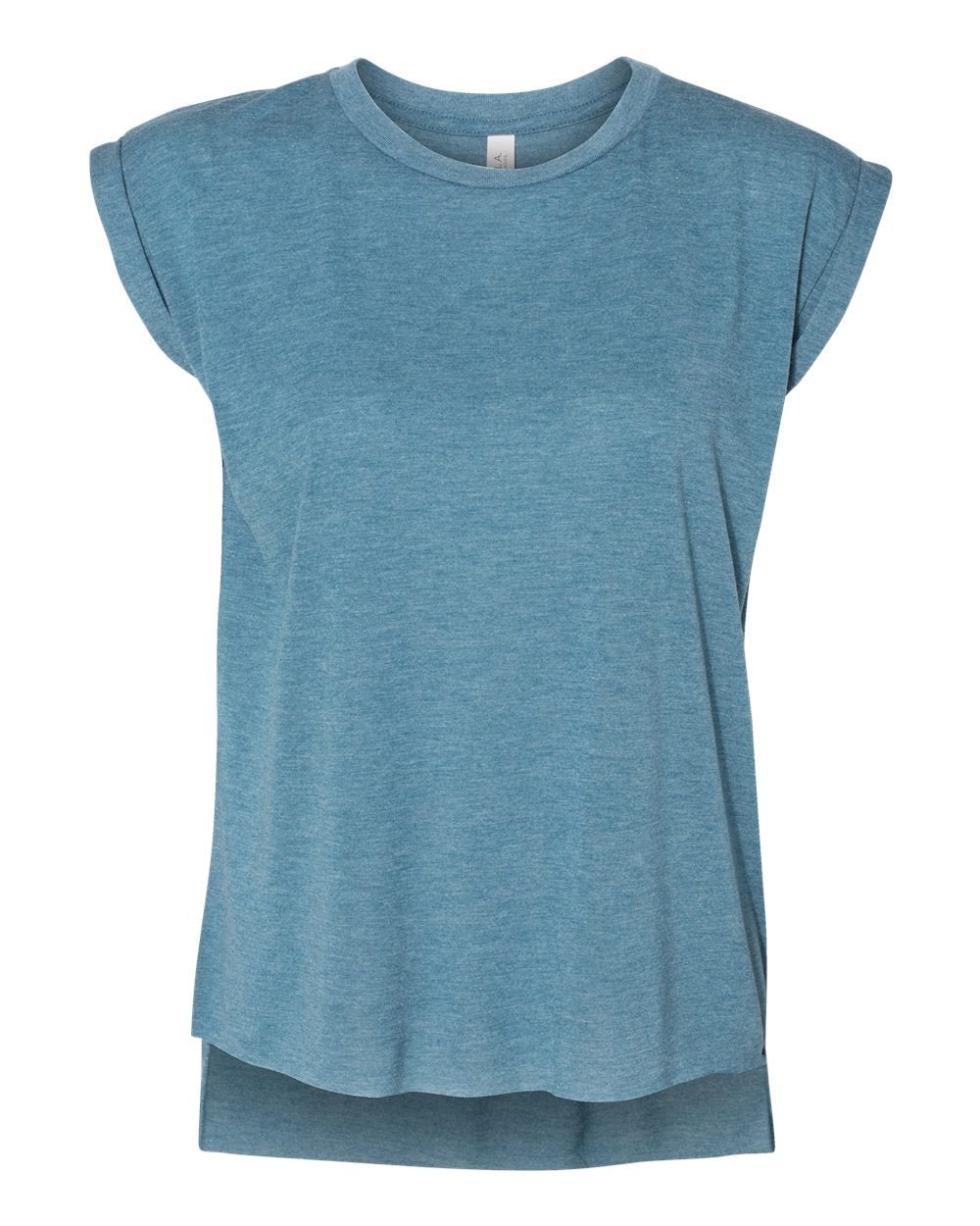 DSP BLANKS Bella Canvas Women’s Flowy Rolled Cuffs Muscle Tee - DSP On Demand