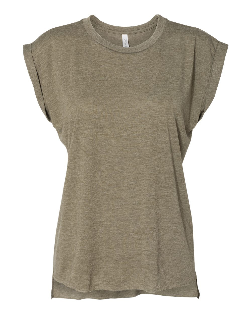 DSP BLANKS Bella Canvas Women’s Flowy Rolled Cuffs Muscle Tee - DSP On Demand