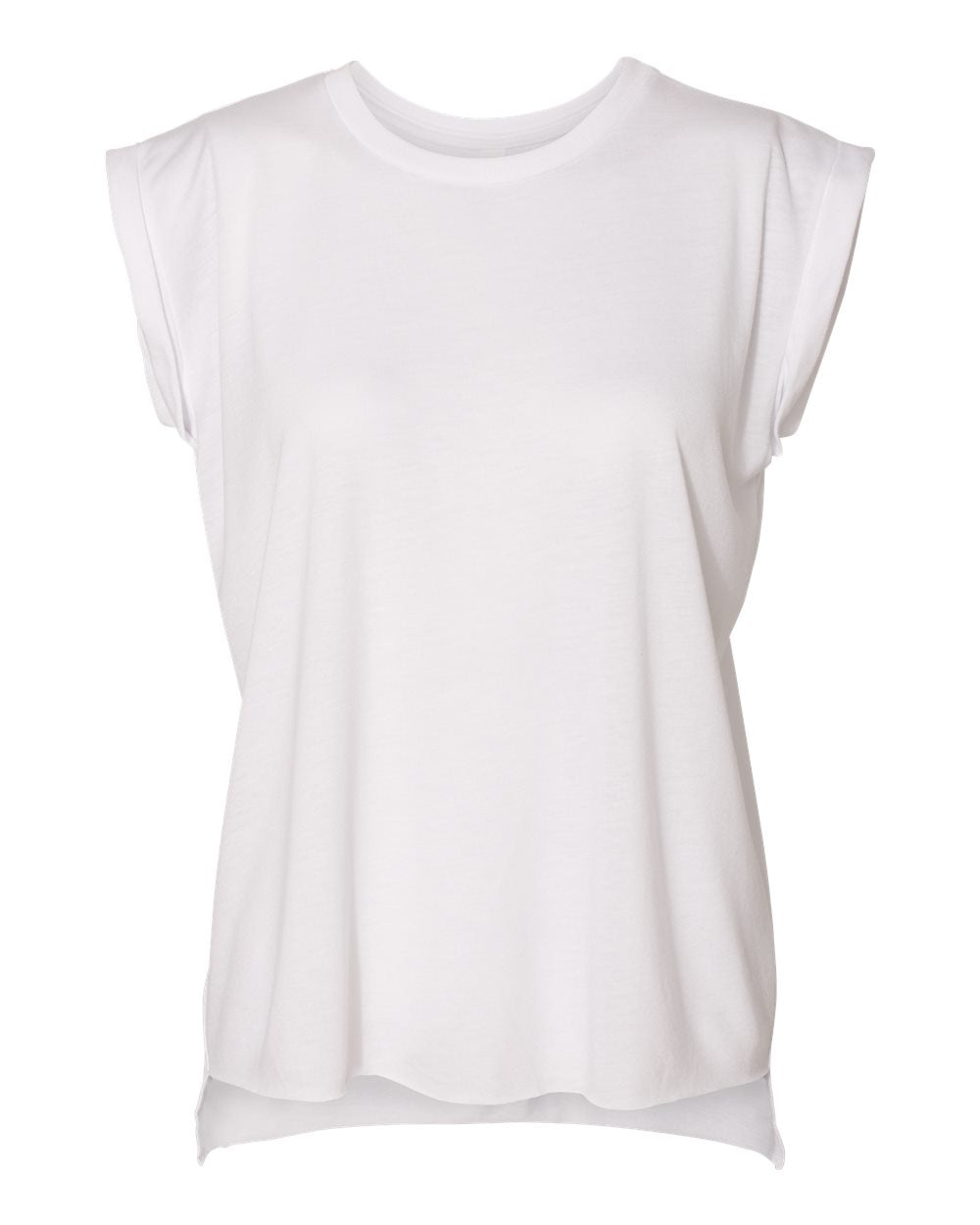 DSP BLANKS Bella Canvas Women’s Flowy Rolled Cuffs Muscle Tee - DSP On Demand