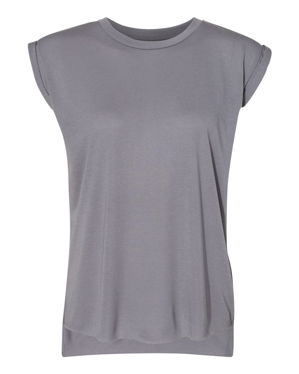 DSP BLANKS Bella Canvas Women’s Flowy Rolled Cuffs Muscle Tee - DSP On Demand