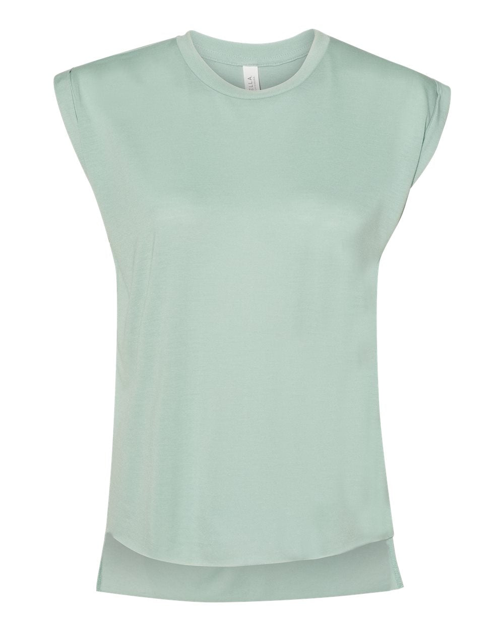 DSP BLANKS Bella Canvas Women’s Flowy Rolled Cuffs Muscle Tee - DSP On Demand