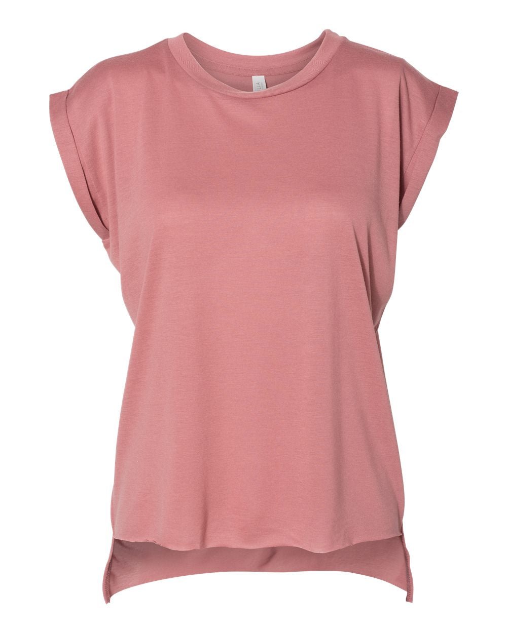 DSP BLANKS Bella Canvas Women’s Flowy Rolled Cuffs Muscle Tee - DSP On Demand