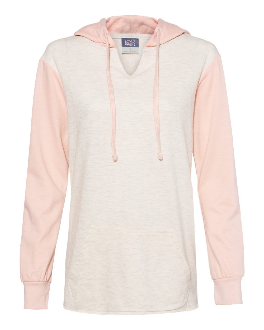 DSP BLANKS MV Sport - Women’s French Terry Hooded Pullover with Colorblocked Sleeves - DSP On Demand