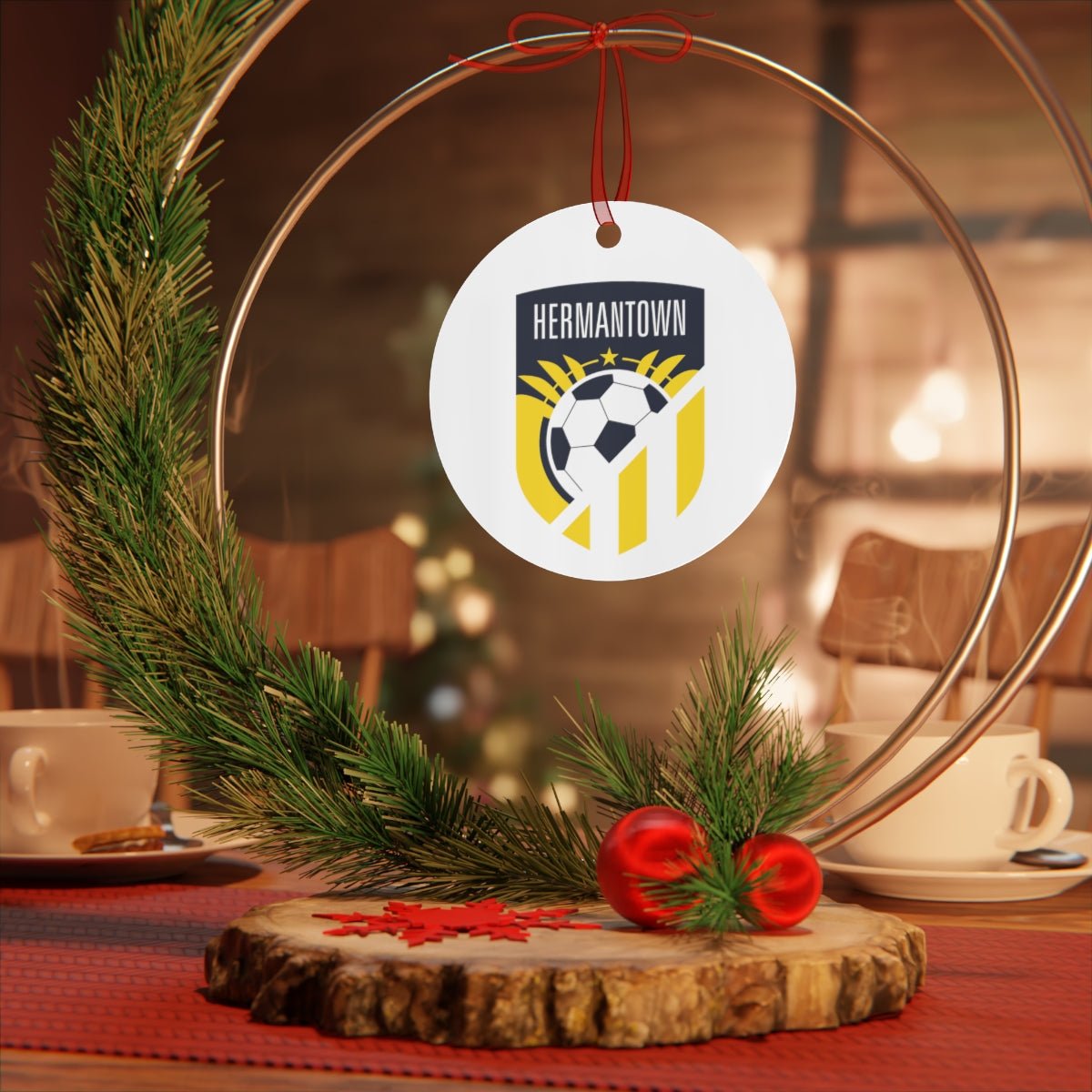 Hermantown Soccer Metal Ornaments - DSP On Demand