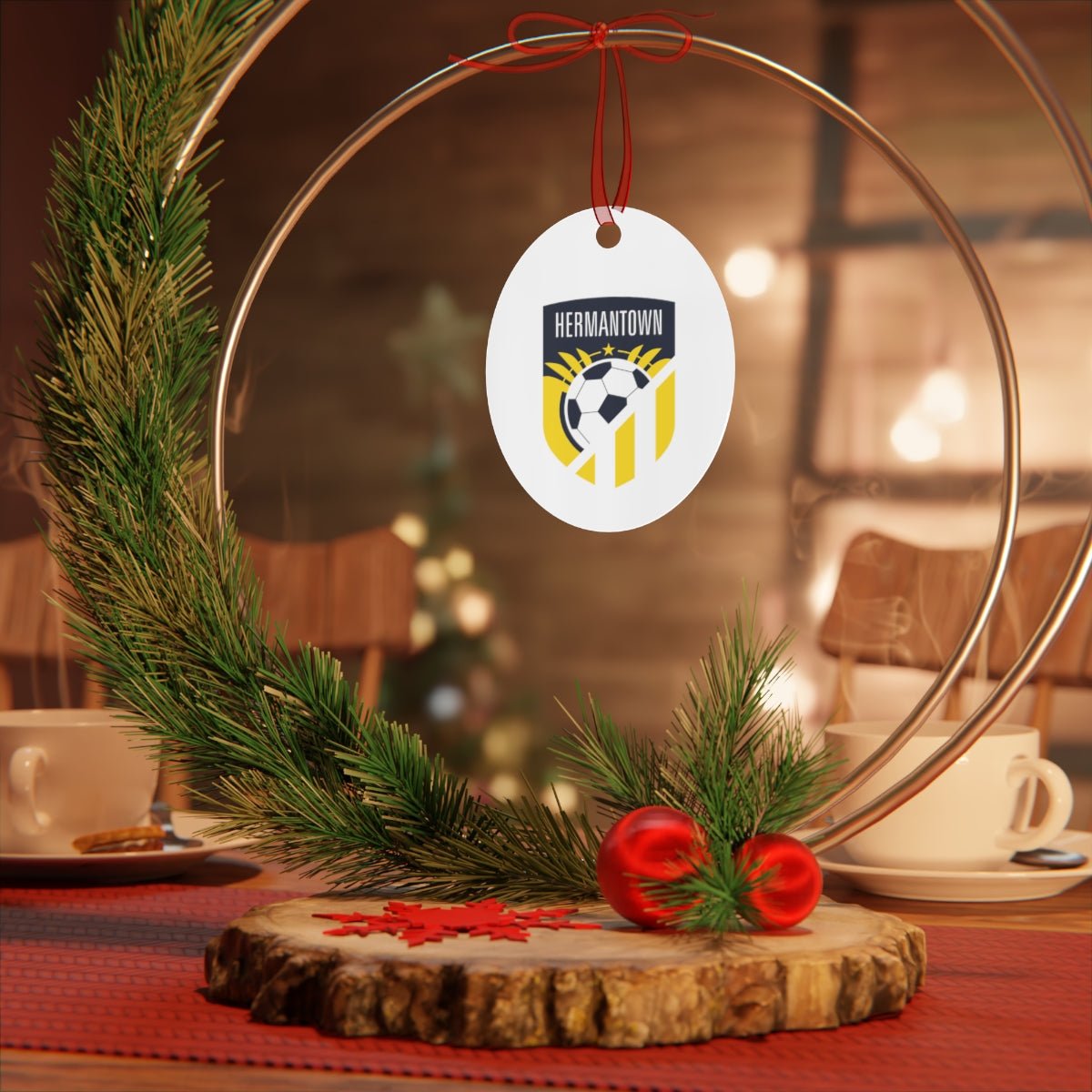 Hermantown Soccer Metal Ornaments - DSP On Demand