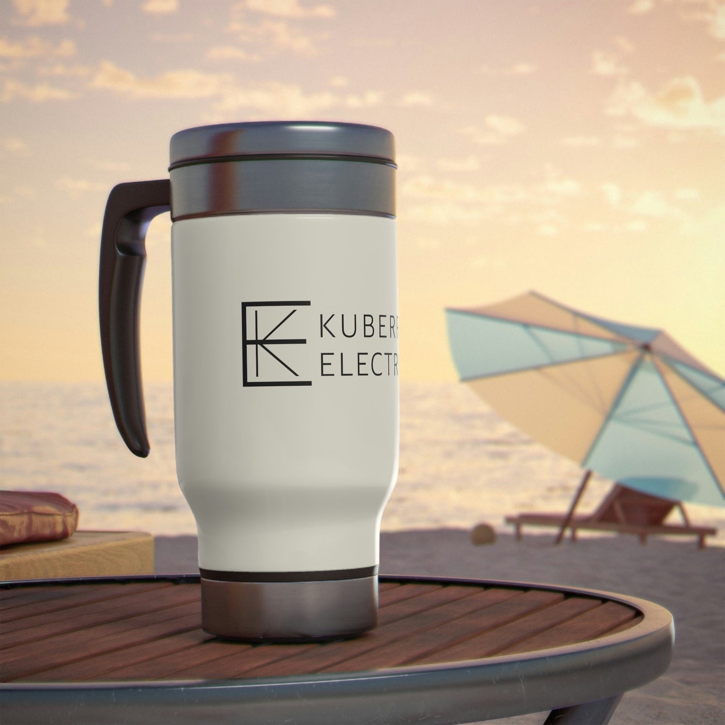 Kuberra Electric Stainless Steel Travel Mug with Handle, 14oz - DSP On Demand