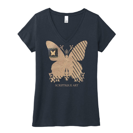 Scriptique Art Butterfly District ® Women’s Perfect Tri ® V-Neck Tee - DSP On Demand
