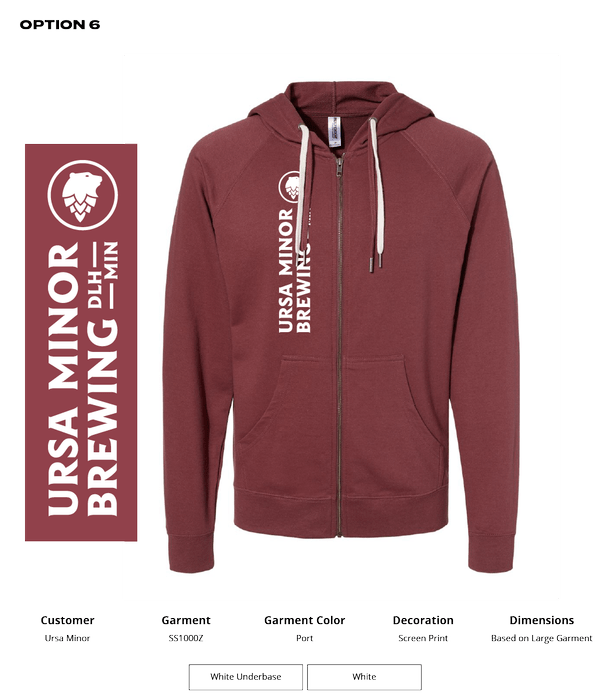 Ursa Independent Trading Co. Icon Unisex Lightweight Loopback Terry Zip Hood - DSP On Demand