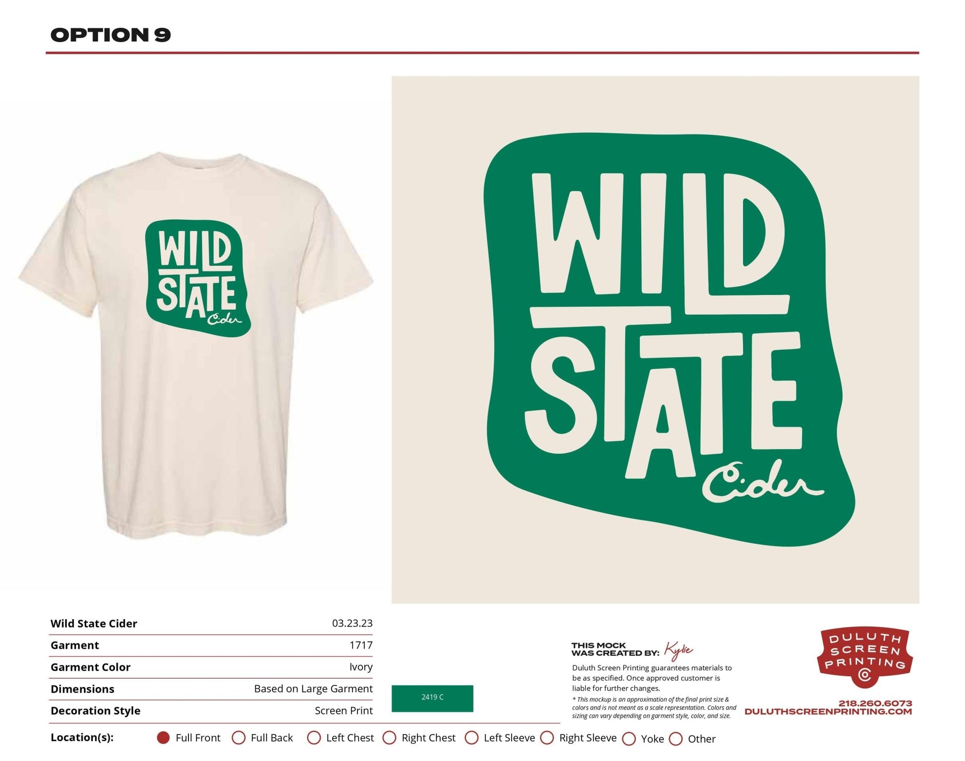 Wild State Green Logo Blob - 1717 Ivory Heavyweight Tee - DSP On Demand
