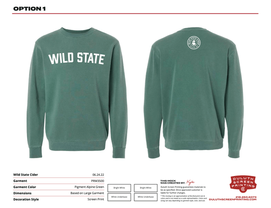 Wild State Independent Trading Co. Unisex Midweight Pigment Dyed Crew Neck - DSP On Demand