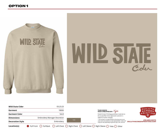 Wild State Sand Embroidered Crewneck - 18000 - DSP On Demand